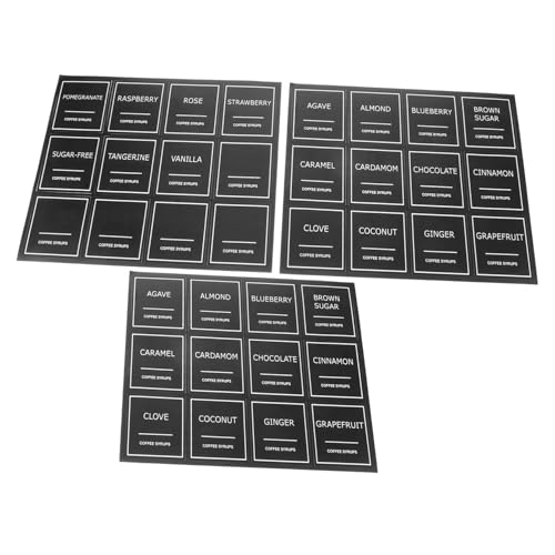 GLEAVI 3 Bögen Kaffeeetiketten Wasser Kaffeesirup Etiketten Aufkleber Für Kaffeesirup Etiketten Minimalistische Kaffeebar Etiketten Praktische Wiederverwendbare Kaffeesirup von GLEAVI
