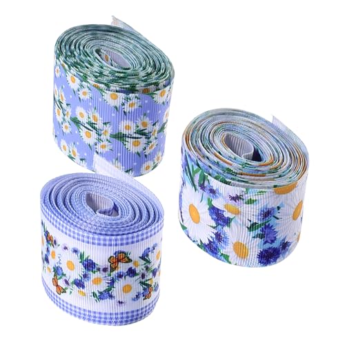 GLEAVI 3 Rollen Daisy Blumen Druck Geschenkband Diy Dekorationsband für Verpackungen Hochzeiten Bastelarbeiten Yards pro Rolle GLEAVI 3 Rollen Daisy Blumen Druck Geschenkband Diy Dekorationsband für Verpackungen Hochzeiten Bastelarbeiten Yards pro Rolle von GLEAVI