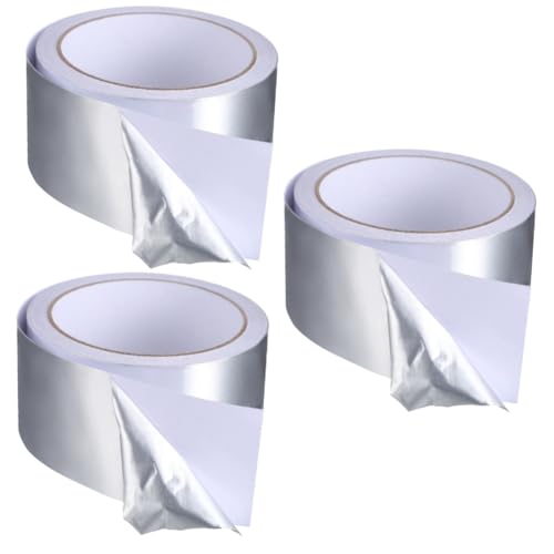 GLEAVI 3 Rollen Folienband Silberband Weiß Schalldämpferband für Fix Isolierung Rohrversiegelungsband Küchenherd Reparaturband Klebeband aus Aluminiumfolie Isolierband aus Aluminiumfolie von GLEAVI