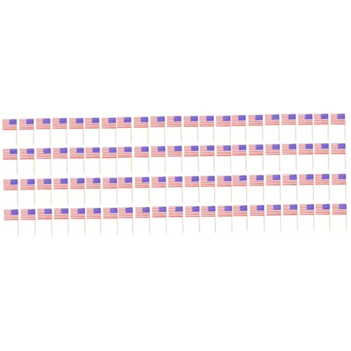 GLEAVI 3 Sätze Amerikanische Flaggen Cake Topper Dekorative Cupcake Fahnen Für Party Desserts Und Einzigartige Partydekoration Für Nationalfeiertag Usa 200 Stück * 3 von GLEAVI