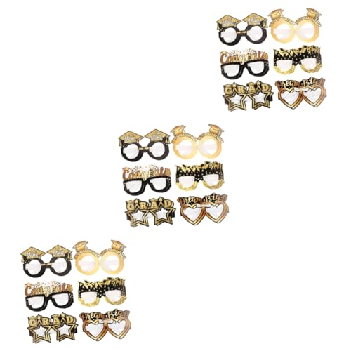 GLEAVI 3 Sätze Brille Für Die Abschlusssaison Geformt Grad Dekorationen Gradpartei Party Schnapsgläser Abschlussfoto Requisite Brillenpapier Requisiten 12 Stück * 3 von GLEAVI