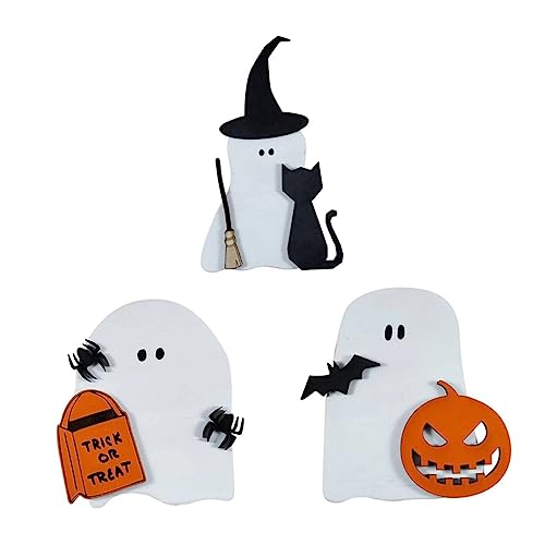GLEAVI 3 Stück Teiliges Halloween Holzdekor mit Gruseligen Gespenstern Langlebige Rustikale Tischdekoration für Schreibtisch Regal und Party Deko GLEAVI 3 Stück Teiliges Halloween Holzdekor mit Gruseligen Gespenstern Langlebige Rustikale Tischdekoration für Schreibtisch Regal und Party Deko von GLEAVI