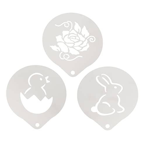 GLEAVI 3 Stück Teiliges Kaffee Schablonen aus Schablonen für Cappuccino Latte und Heiße Wiederverwendbare Dekorationswerkzeuge für Kreative Kaffee Kunst und Desserts von GLEAVI