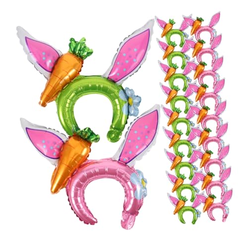 GLEAVI 30 Stück Hasenohren-kopfschmuck Stirnbandballon Party-styling-requisiten Kaninchen-ballons-stirnband Cartoonstirnband Aluminiumfolie von GLEAVI