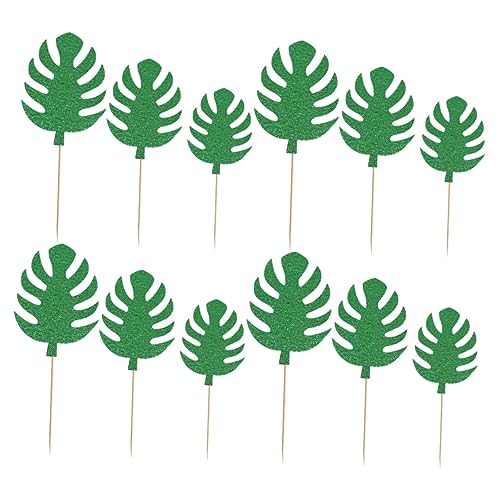 GLEAVI 30 Stück Hawaii Cupcake Toppers Monstera Tortendeko Party Dekoration für Geburtstag Hochzeiten und Feiern Sicheres Material Perfekter Hingucker für Jede Torte von GLEAVI
