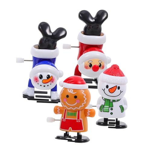 GLEAVI 4 Stück Aufziehspielzeug Weihnachten Lustige Weihnachtsmann Schneemann Lebkuchenmann Weihnachtsdeko für Geschenkidee und Partyspielzeug für Festliche Anlässe von GLEAVI