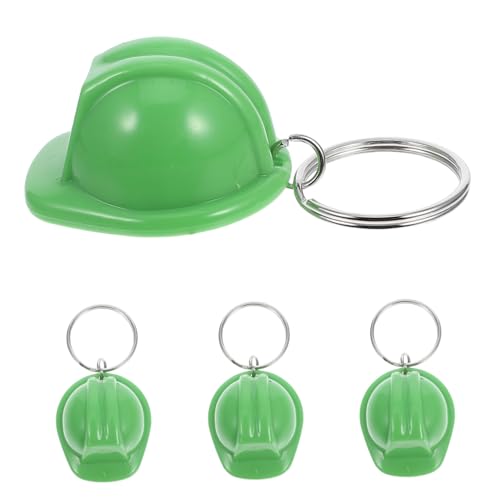 GLEAVI 4 Stück Bauhelme Schutzhelme Bauarbeiter Mann Gastgeschenke Mini Bau Ornamente Bau Motto Party Zubehör Sicherheitshut Schlüsselanhänger Zinklegierung Grün von GLEAVI