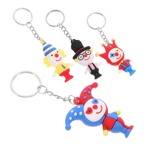 GLEAVI 4 Stück Clown Schlüsselanhänger Lustige Clown Figuren als Taschen und Rucksackdekoration für Partys und Praktische Schlüsselringe Bunten Designs von GLEAVI