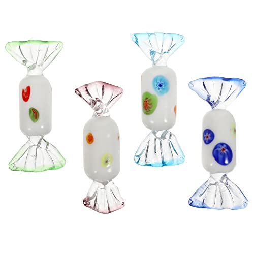 GLEAVI 4 Stück Glas Süßigkeiten Geburtstagsdekorationen Mini-Süßigkeitenspender blaues und weißes süße geschenkideen Glasbonbons Heimdekoration Glas Süßigkeit Ornament von GLEAVI