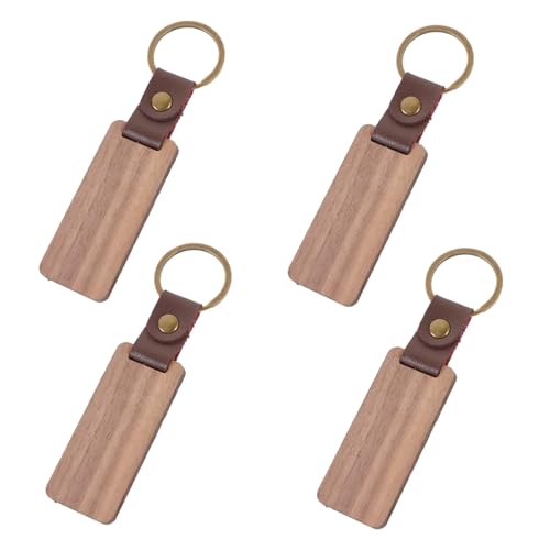 GLEAVI 4 Stück Holz Schlüsselanhänger Blanko Diy Holz Schlüsselringe für Kreative Bastelprojekte für Schlüsselanhänger Dekoration Personalisierbare für Freunde von GLEAVI