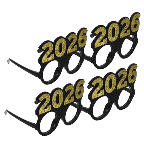 GLEAVI 4 Stück Partybrillen aus Stabilem Kunststoff mit Schwarzem Rundrahmen und Glitzerschmuck Leichte Bruchsichere Brillen für Silvester Abschlussfeier Kostümfoto und Erwachsene GLEAVI 4 Stück Partybrillen aus Stabilem Kunststoff mit Schwarzem Rundrahmen und Glitzerschmuck Leichte Bruchsichere Brillen für Silvester Abschlussfeier Kostümfoto und Erwachsene von GLEAVI