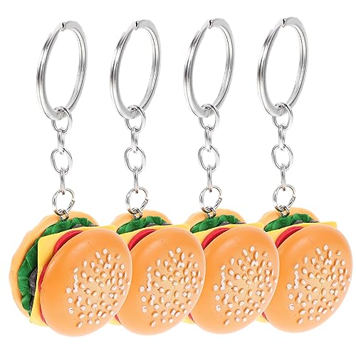 GLEAVI 4 Stück Teiliges Cartoon Hamburger Schlüsselanhänger Lustige und Trendige Anhänger für Taschen Realistische Burgerform als oder Partydekoration von GLEAVI