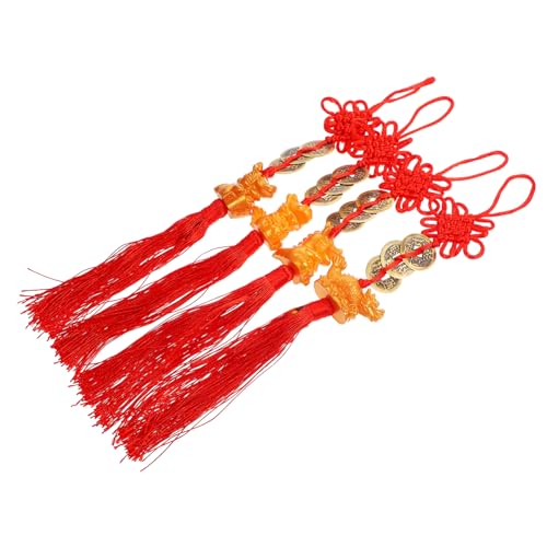 GLEAVI 4 Stück Teiliges Chinesisches Frühlingsfest Anhänger mit Goldfarbenem Drachen Design Dekorativ für Haustür und Wände Symbolisiert Glück und Wohlstand Geeignet für Zuhause Büro und von GLEAVI