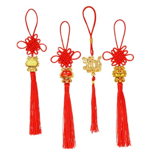 GLEAVI 4 Stück Teiliges Chinesisches Neujahrs Hängeornament mit Drachenmotiv Traditionelle Quasten Rotes Frühlingsfest für Auto Türen Fenster Wohn und Büroräume Festliche Glücksbringer GLEAVI 4 Stück Teiliges Chinesisches Neujahrs Hängeornament mit Drachenmotiv Traditionelle Quasten Rotes Frühlingsfest für Auto Türen Fenster Wohn und Büroräume Festliche Glücksbringer von GLEAVI