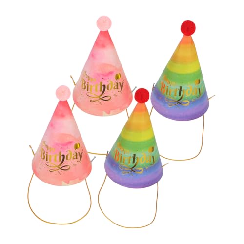GLEAVI 4 Stück Teiliges Geburtstagsfeier Hüte mit Pompons Bunte Partyhüte aus Papier für Fröhliche Feiern für Kindergeburtstage und Festliche Anlässe GLEAVI 4 Stück Teiliges Geburtstagsfeier Hüte mit Pompons Bunte Partyhüte aus Papier für Fröhliche Feiern für Kindergeburtstage und Festliche Anlässe von GLEAVI