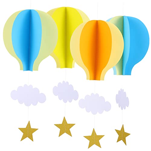 GLEAVI 4 Stück Teiliges Papiergirlanden Heißluftballon Hängende Dekorationen Leichte Party Ornamente für Decke Fenster Wand Romantische Atmosphäre für Feier und von GLEAVI