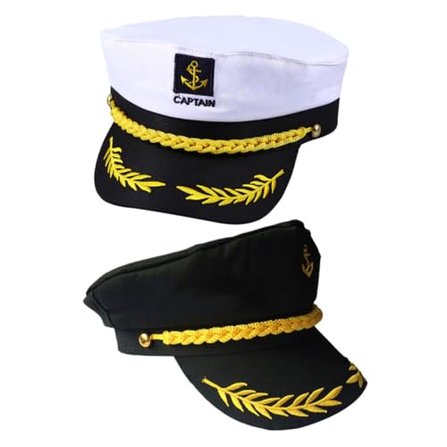 GLEAVI 4 Stück Verstellbare Matrosen-kapitänsmütze Weiß und Schwarz Atmungsaktive Yacht Mütze mit Sonnenschutz für Damen Herren für Kostümparty Hochzeit Cosplay und Outdoor GLEAVI 4 Stück Verstellbare Matrosen-kapitänsmütze Weiß und Schwarz Atmungsaktive Yacht Mütze mit Sonnenschutz für Damen Herren für Kostümparty Hochzeit Cosplay und Outdoor von GLEAVI