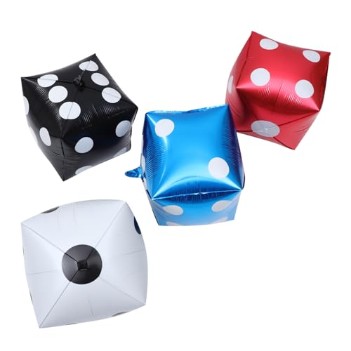 GLEAVI 4 Stück Würfel Ballon Party metallisch kreative Folienballons Würfelballons im Hintergrund Folienballons würfeln Würfelballons Aluminiumfolie von GLEAVI