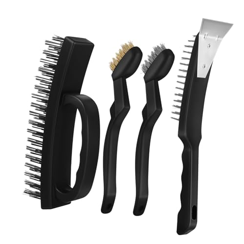 GLEAVI 4 Stück industrielle Bürste Maschine Scrapper Radiergummi fangen sterben Bausatz Bürstenkopf reinigungsbürste Stahlbürste zum Reinigen Peelingbürste Draht Rostfreier Stahl Black von GLEAVI
