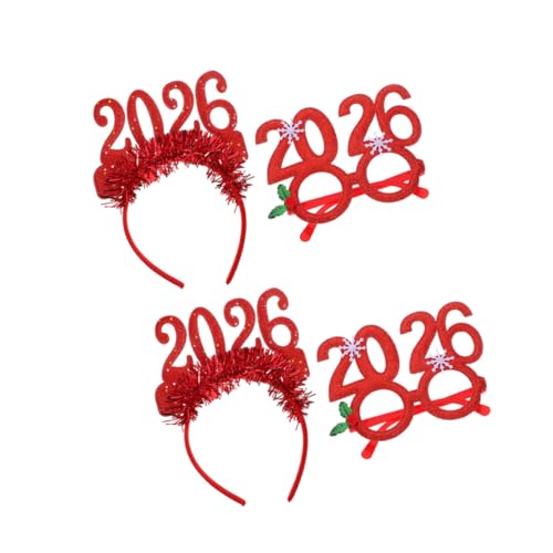 GLEAVI 4 Stücke Teiliges Glitzer Silvester Haarbänder und Brillen Festliche Partyaccessoires für Neujahrsfeiern Auffällige Kopfbänder für Weihnachts und Silvesterpartys von GLEAVI