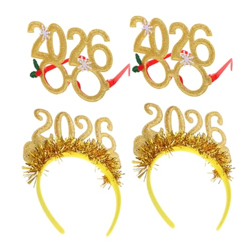 GLEAVI 4 Stücke Teiliges Silvester Glitzernde Party Headbands und Brillen Komfortable Leichte Festtags Accessoires für Weihnachts und Silvesterfeiern Unisex für Altersgruppen Geeignet von GLEAVI
