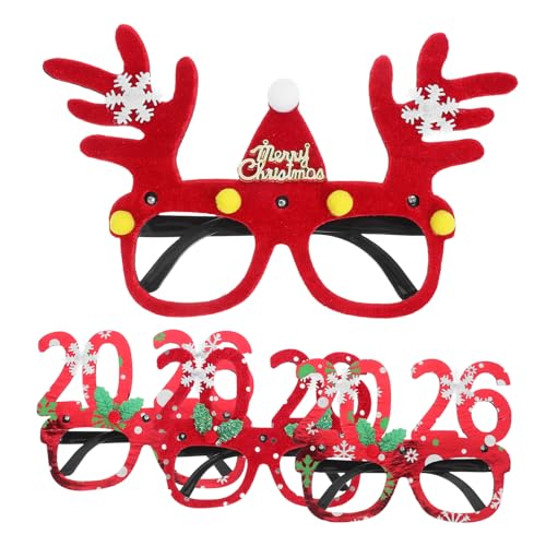 GLEAVI 4-teilige Weihnachtsparty-Brillenrahmen mit LED-Lichtern, Weihnachtsmannmütze und Rentier 2026, Glitzerbrille für Feiertagsparty-Zubehör und festliche Foto-Requisiten GLEAVI 4-teilige Weihnachtsparty-Brillenrahmen mit LED-Lichtern, Weihnachtsmannmütze und Rentier 2026, Glitzerbrille für Feiertagsparty-Zubehör und festliche Foto-Requisiten von GLEAVI