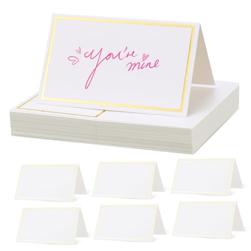 GLEAVI 40 Stück Tischkarten mit Goldfolienrand Blanko Tischkarten für Hochzeit Geburtstag Party und Bankett Beschreibbare Sitzplatzkarten aus Hochwertigem Papier für Tischdekoration GLEAVI 40 Stück Tischkarten mit Goldfolienrand Blanko Tischkarten für Hochzeit Geburtstag Party und Bankett Beschreibbare Sitzplatzkarten aus Hochwertigem Papier für Tischdekoration von GLEAVI