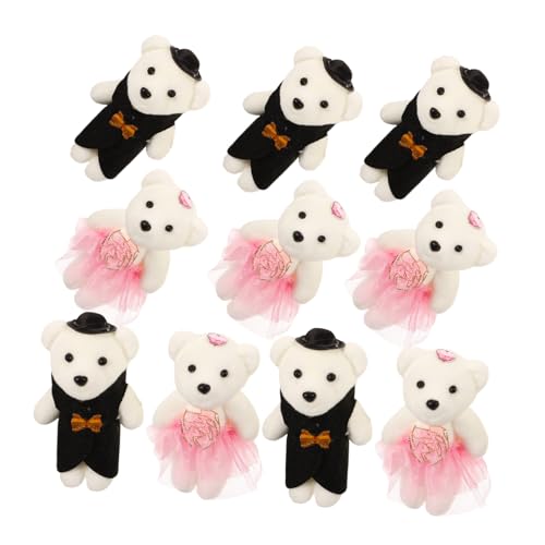 GLEAVI 5 Paare Mini Bärenfiguren für Hochzeitssträuße Teiliges aus für Braut und Bräutigam Perfektes Dekorationszubehör für Hochzeiten und Feiern Leicht Angenehmem Touch von GLEAVI