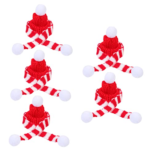 GLEAVI 5 Sätze Weihnachts Weinflaschenhüllen aus Gestricktem Garn Mini Mützen und Schals Rote und Weiße Dekoration Kompakt Leicht Festliche Tischdeko für Weinliebhaber und GLEAVI 5 Sätze Weihnachts Weinflaschenhüllen aus Gestricktem Garn Mini Mützen und Schals Rote und Weiße Dekoration Kompakt Leicht Festliche Tischdeko für Weinliebhaber und von GLEAVI