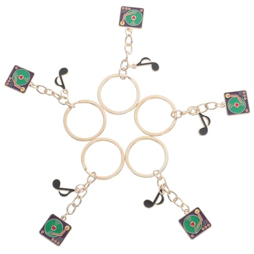 GLEAVI 5 Stück Grammophon Schlüsselanhänger Handtasche Party Ring Charm Musik Ornamente Schlüsselanhänger Liebhaber Retro Accessoire Schallplatten Schlüsselanhänger von GLEAVI