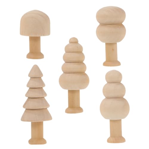 GLEAVI 5 Stück Hölzerne Heimspielzeug Figurenkörper Aus Naturholz Unlackiertes Holz Holzbäume Zum Basteln Pilzholzornamente Holzpilze Unfertiger Holzpilz Puppenbaum Lotusbaum von GLEAVI