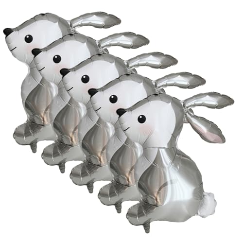GLEAVI 5 Stück Teiliges Großes Bunny Folienballon Niedlicher Grauer Kaninchenballon für Kindergeburtstag und Partydekoration Geeignet für Innen und Außenbereich für Themenfeiern und GLEAVI 5 Stück Teiliges Großes Bunny Folienballon Niedlicher Grauer Kaninchenballon für Kindergeburtstag und Partydekoration Geeignet für Innen und Außenbereich für Themenfeiern und von GLEAVI
