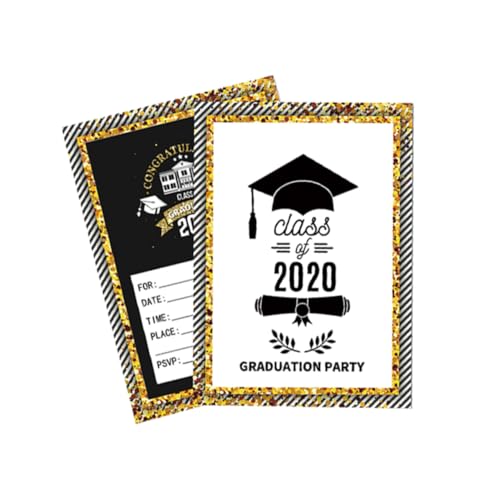 GLEAVI 50 Stück Abschlusseinladungskarte Junggesellin Abschlussgruß Abschlusskarte Ihr Goldfolie Grad Party Einladung Einladungskarten Abschlussklasse 2020 Party-gruß Rosa von GLEAVI