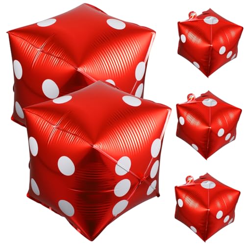GLEAVI 5Stücke Aluminiumfolie Luftballons Für Themenparty Dekorationen Rote Würfelparty Luftballons Für Spieleabende Geburtstagsfeiern Und Festliche Anlässe GLEAVI 5Stücke Aluminiumfolie Luftballons Für Themenparty Dekorationen Rote Würfelparty Luftballons Für Spieleabende Geburtstagsfeiern Und Festliche Anlässe von GLEAVI