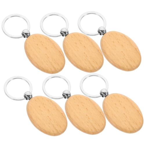 GLEAVI 6 Stück Holz Schlüsselanhänger Blanko aus Buchenholz Stabile DIY Anhänger zum Bemalen und Gravieren Leichte Holz Deko für Individuelle Schlüsselringe Langlebig und Robust von GLEAVI