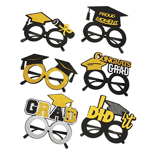 GLEAVI 6 Stück Photo Gläsebrahmen Kappe prop brille abschluss Gläser Party-Requisiten für die Abschlusssaison Grad Abschluss Requisiten Gradbrille Filzstoff von GLEAVI