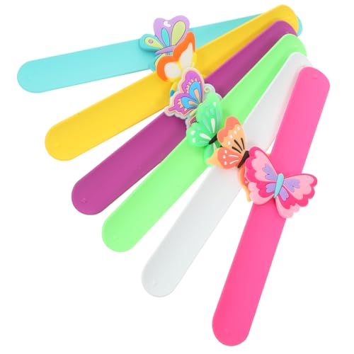GLEAVI 6 Stück Silikon Klapparmbänder Schmetterling Motiv Slap Wristbands Party Geschenke Mädchen Mitgebsel Geburtstag von GLEAVI