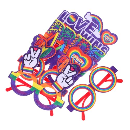 GLEAVI 6 Stück Stolze Regenbogenbrille Zubehör für Partykostüme Liebe Herzbrille karneval brille Requisiten für Make-up-Fotoautomaten Karnevalskostümzubehör Plastik von GLEAVI