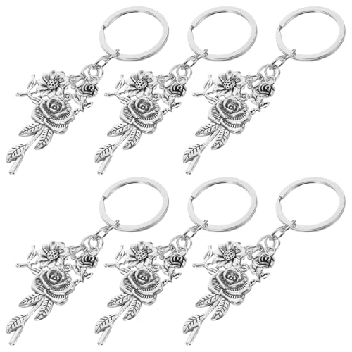 GLEAVI 6 Stück Teiliges Blumenanhänger Eleganter Schlüsselanhänger mit Floralem Design Vielseitiger Taschen und Rucksack Schmuck Silberfarbene Accessoires für Geldbörsen Autoschlüssel und GLEAVI 6 Stück Teiliges Blumenanhänger Eleganter Schlüsselanhänger mit Floralem Design Vielseitiger Taschen und Rucksack Schmuck Silberfarbene Accessoires für Geldbörsen Autoschlüssel und von GLEAVI