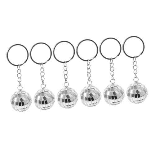 GLEAVI 6 Stück Teiliges Disco Ball Schlüsselanhänger Spiegelkugel Anhänger für Taschen Dekoration für Partys Besondere Anlässe und Silberne Mini Spiegelball Charms von GLEAVI