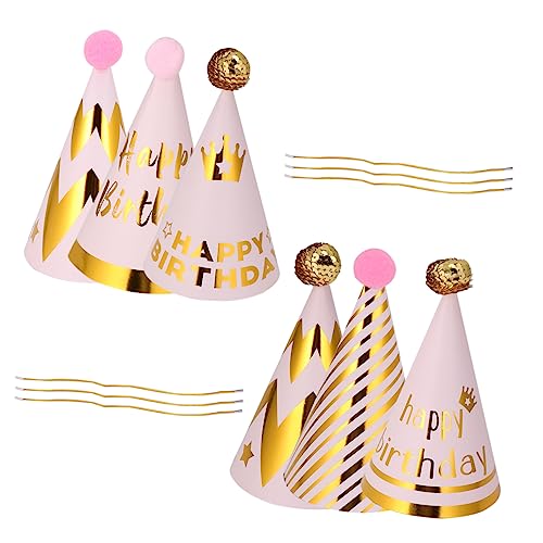 GLEAVI 6 Stück Teiliges Geburtstags Partyhut Set mit Funkelnden Paillettenbällen Bunte DIY Papierhüte Verschiedenen Designs Krone und Happy Birthday Festlich für Kindergeburtstag und GLEAVI 6 Stück Teiliges Geburtstags Partyhut Set mit Funkelnden Paillettenbällen Bunte DIY Papierhüte Verschiedenen Designs Krone und Happy Birthday Festlich für Kindergeburtstag und von GLEAVI