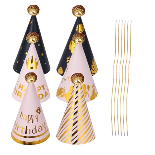 GLEAVI 6 Stück Teiliges Partyhut Set mit Glitzer Pailletten und Kugeln Bunte Geburtstagsmützen für DIY Dreieckshüte mit Mustern Wie Streifen Blumen Sternen und Krone Festliche GLEAVI 6 Stück Teiliges Partyhut Set mit Glitzer Pailletten und Kugeln Bunte Geburtstagsmützen für DIY Dreieckshüte mit Mustern Wie Streifen Blumen Sternen und Krone Festliche von GLEAVI