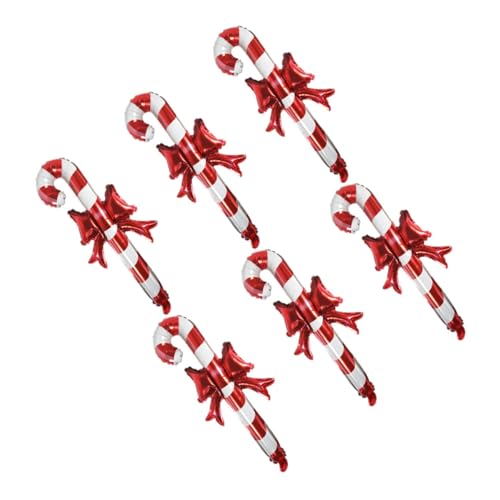 GLEAVI 6 Stück Teiliges Weihnachtsballon Zuckerstangen Design aus Aluminiumfolie Wiederverwendbar Große Party Dekoration für Fenster Wand Decke Festliche Xmas Feier von GLEAVI