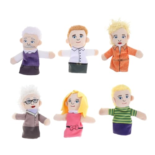 GLEAVI 6 Teiliges Set Familienhandpuppen Spielzeit Lernpuppen Familienmitglieder Handpuppen Menschen Familienmitglieder Puppen Spielzeit Lernen Familienfingerhände Puppen Plüsch von GLEAVI