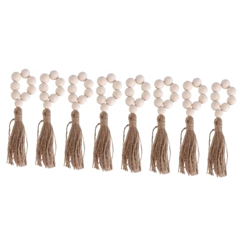 GLEAVI 8 Stück Handgefertigte Holzperlen Serviettenringe Beige Natürliche Tischdeko für Hochzeit Landhausstil Rustikale Deko für Stoffservietten und Heimdekoration von GLEAVI
