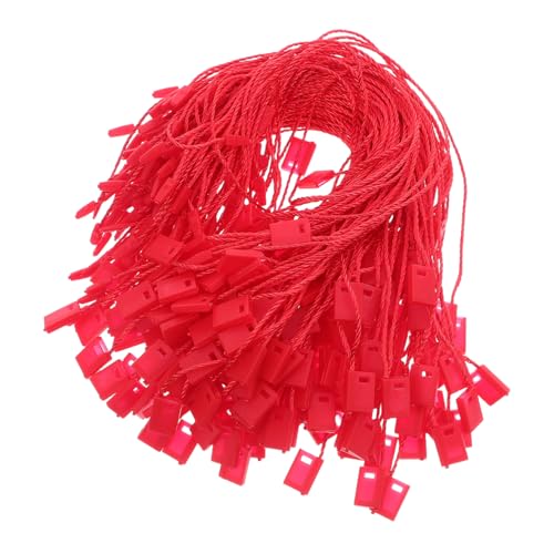 GLEAVI 990 Stück Polyester Hängeetikett Schnur mit Snap Lock Pin Rot Schnelle Befestigung für Kleidung Preisschilder Schuhe Gepäck Kratzfreie Oberfläche für Einzelhandel und von GLEAVI