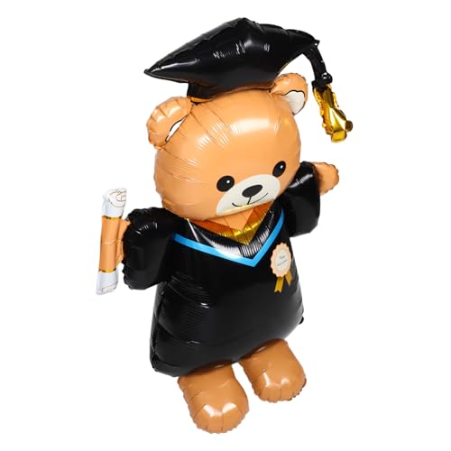 GLEAVI Abschlussbärballon Herzlichen Glückwunsch Luftballons Herzlichen Glückwunsch Ballon Herzlichen Glückwunsch, Graduiertenballons Vorschulabschlussballons Black Aluminiumfolie von GLEAVI