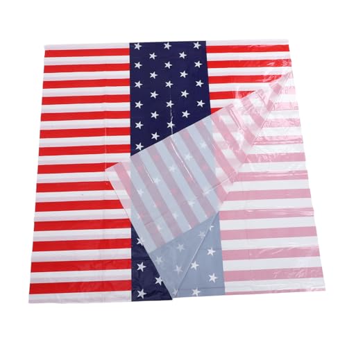 GLEAVI Abwaschbare PE Tischdecke Amerikanische Flagge mit Lebendigem Stern und Streifenmuster für Unabhängigkeitstag Partydekoration Vielseitig für Dessert und Partytische von GLEAVI