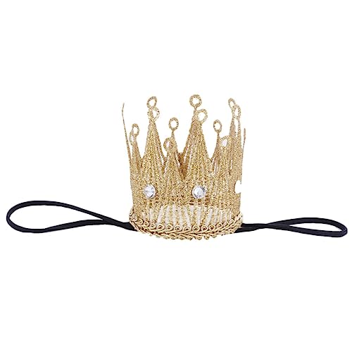 GLEAVI Babykronen Stirnband mit Strasssteinen Elastisch Bequem für Mädchen Jungen und Frauen Kindergeburtstagskrone Partydekoration und Fotorequisite Flexible Kopfbedeckung Goldfarben von GLEAVI