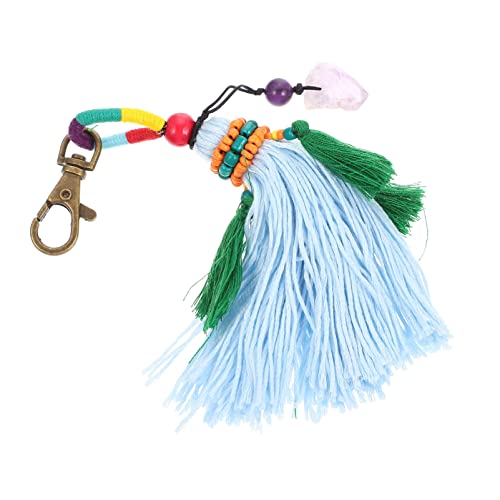 GLEAVI Boho Quasten Anhänger Auto Dekoration Perlen Schlüsselanhänger Damen Taschenanhänger Handgemacht Kreativ Farbverlauf Blau Car Decor Accessoire von GLEAVI